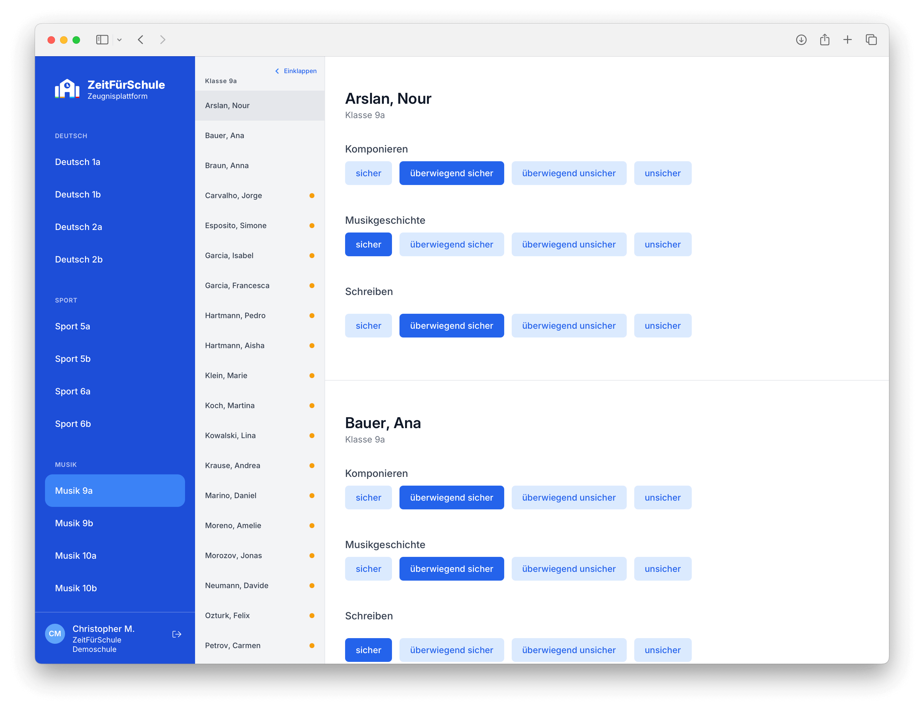Zeit für Schule Zeugnisprogramm - Individuelle Anpassungen