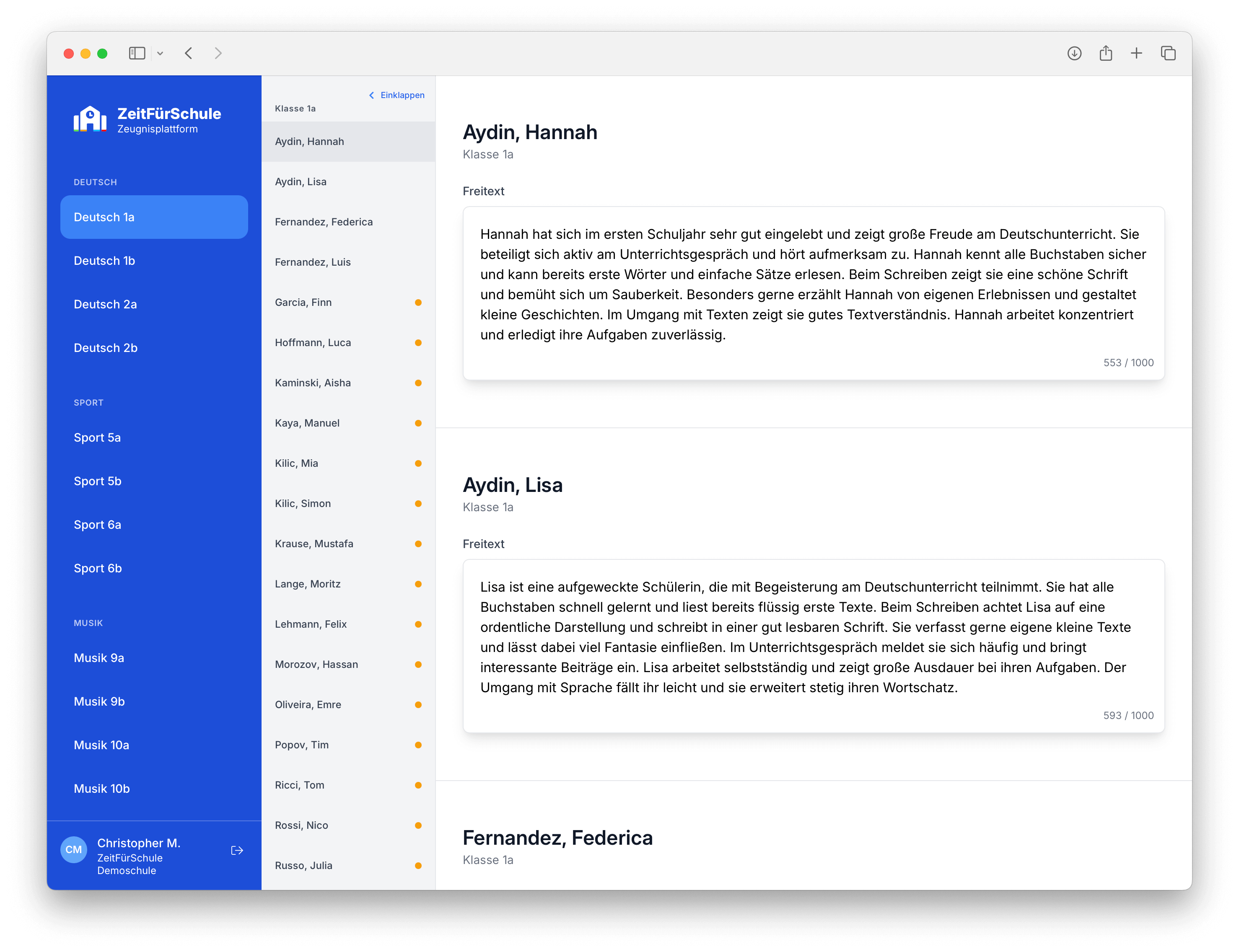 Zeit für Schule Zeugnisprogramm - Flexible Bewertungssysteme
